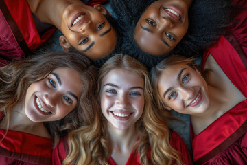 Fototapeta premium Multiracial graduates smiling closely
