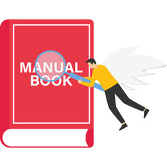 User guide concept. people with instruction guides or textbooks. Read guide and write user guide. Instruction manual, handbook help guide. Flat vector illustration.