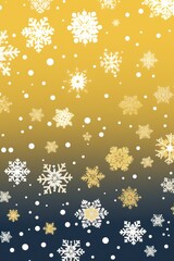 Mustard christmas card with white snowflakes vector illustration