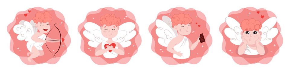 angel with heart, valentine, card, heart, cupid, cupid with bow and arrow, cupid with bow