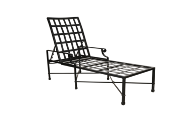 Black metal outdoor lounge chair furniture design for patio garden backyard on transparent background