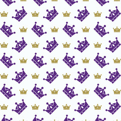 Crown Icon trendy colorful repeating pattern purple vector illustration background