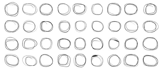  Hand drawn circle sketch set doodle. Pencil line vector. Hand drawn circle line sketch set. Vector circular scribble doodle round circles for message note mark design element. Pencil graffiti 3 2 3