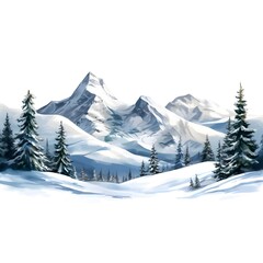snow covered trees an mountain