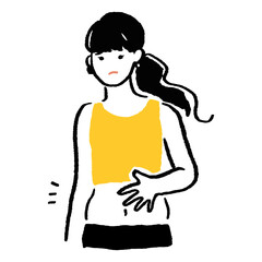 お腹が出ている女性のイラスト