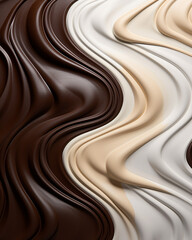Illustration of chocolate, glossy dark white texture, combining chocolate texture, high-quality chocolate, looks very appetizing. for lovers of sweets.