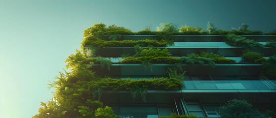 modern sustainable building with green living walls