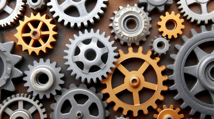 Close-Up of Varied Gears: Mechanical Complexity Revealed