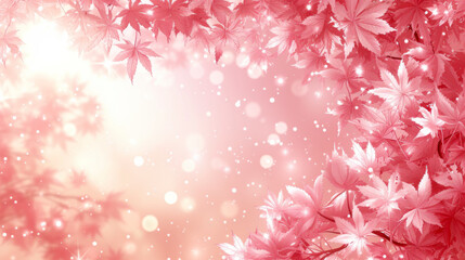Pink and White Background With Leaves