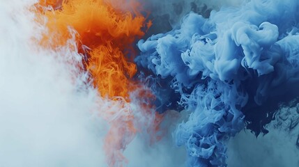Dynamic Interaction of Blue and Orange Smoke