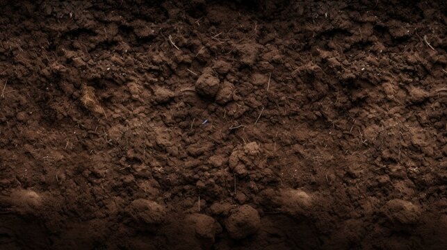 A background texture of rich dark brown soil