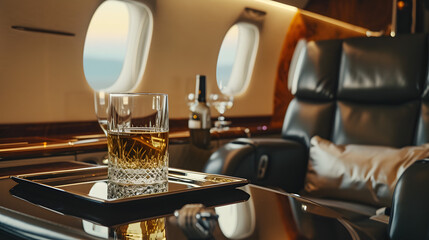 interior of a private luxury airplane cabin