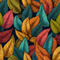 autumn leaves background wool yam,leaf ,thread autumn  leaves    pattern  texture  colorful  color nature  craft textile,Ai generated 
