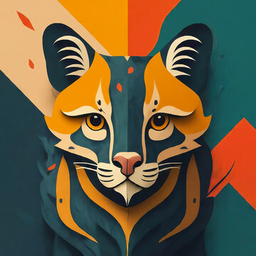 Painting logo style of a jaguar isolated on solid background. Animal nature icon concept in premium vector style.
