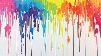 Colorful rainbow paint splashes on a white background, creating a vibrant and dynamic abstract artwork