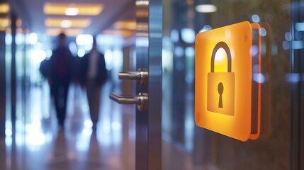Workplace Protection: Signs Amidst the Lock Symbol