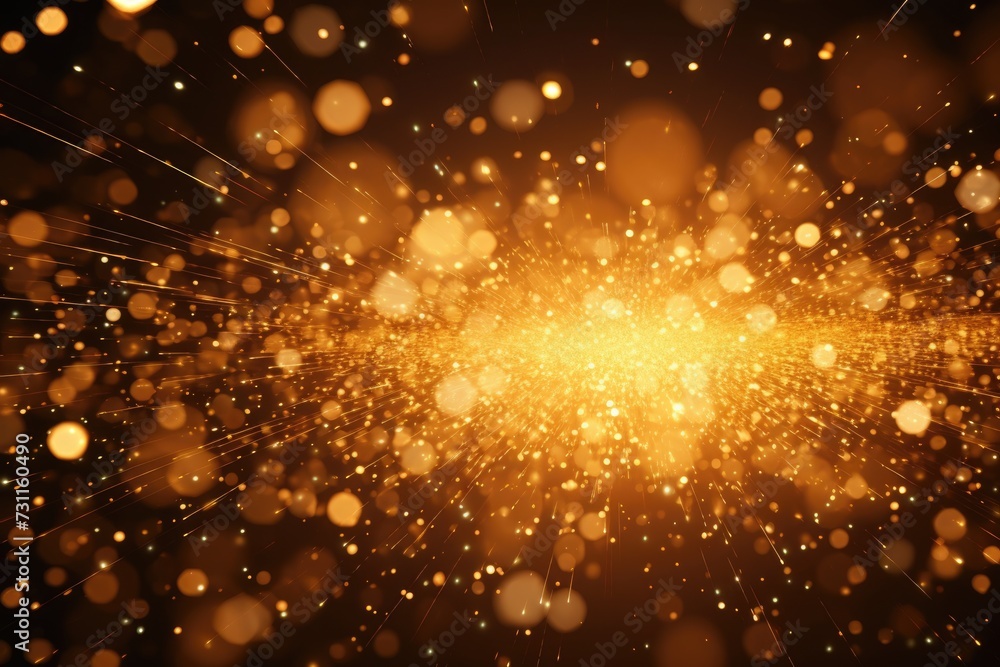 Poster golden spark. abstract glowing particle background with sparkles and shiny gold shades