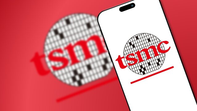 Istanbul, Turkey - 7 February 2024: TSMC brand logo on smartphone screen. TSMC is a leading global semiconductor manufacturing company. Illustrative Editorial.