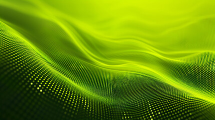 Acid green background made of halftone dots and curved lines