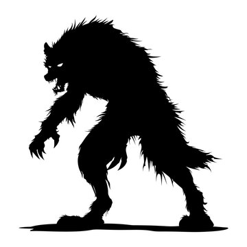 Silhouette warewolf or occasionally lycanthrope or lycan monster black color only full body