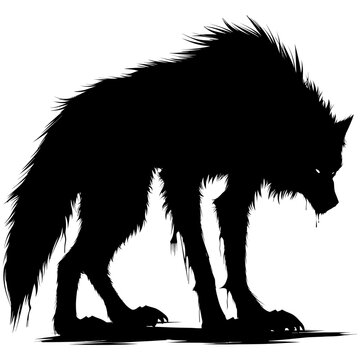 Silhouette warewolf or occasionally lycanthrope or lycan monster black color only full body