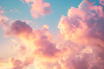 Sunset sky in the morning with sunrise and soft pink clouds
