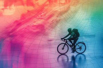 cyclist on the bike, heat map of the street