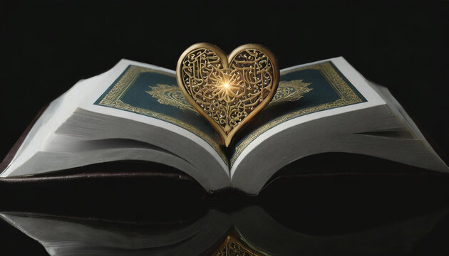 The holy book of the Muslims, the Quran. Ramadan concept