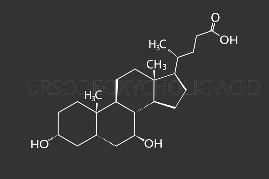 Ursodeoxycholic acid molecular skeletal chemical formula.