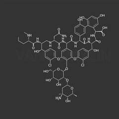 Vancomycin molecular skeletal chemical formula.