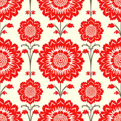 Fototapeta na wymiar Red Pattern Tile for seamless backgrounds and for filling surfaces in soft colors, ai generated