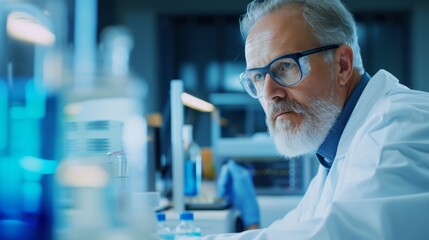 Data scientist in a tech lab, analyzing vast datasets