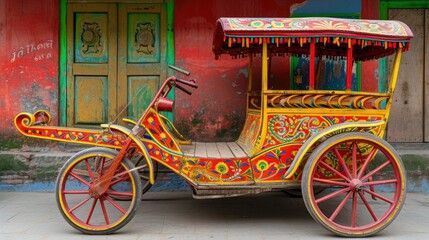 Bengali design on a rickshaw - obrazy, fototapety, plakaty