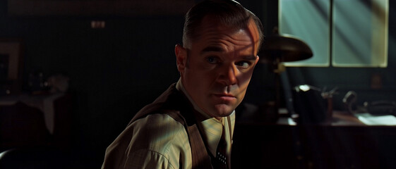 private investigator in a film noir scene