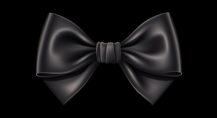Realistic Black Bow for Greeting Card Decoration on Bright White Wallpaper