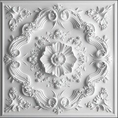 Fototapeta na wymiar Modern frame background enhances the elegance of the Victorian-style white decorations on the 3D wallpaper for the ceiling and wall
