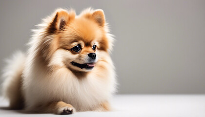 cute male pomeranian, isolated white background
