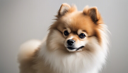 cute male pomeranian, isolated white background
