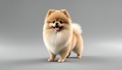 cute male pomeranian, isolated white background
