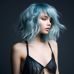 Naklejka premium Woman with colored hair, hair, color hair