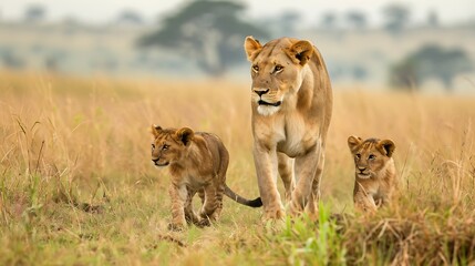 Lioness with lion cubs