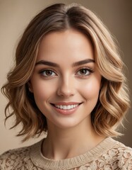 Fototapeta premium Layers of Beauty: Tiramisu-Inspired Fashion Portrait Defines Timeless Elegance