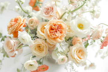 an arrangement of flowers in a vase on a white backgr