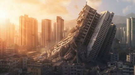 Obraz premium City buildings are collapsing