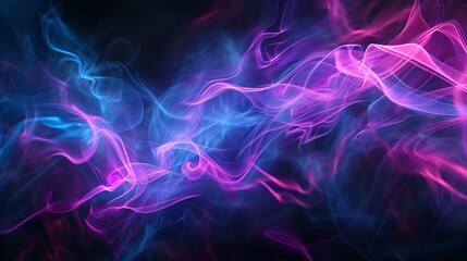 Obraz premium Neon Smoke Waves - Hypnotic Fluid Abstract