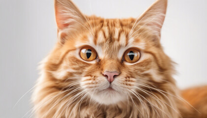 Fototapeta premium cute orange tabby cat, isolated white background, full body 