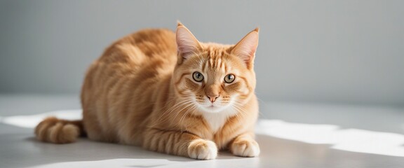 cute orange tabby cat, isolated white background, full body
