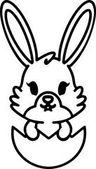 Obraz premium easter rabbit in egg line drawing