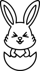 easter rabbit in egg line drawing