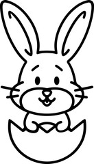 easter rabbit in egg line drawing